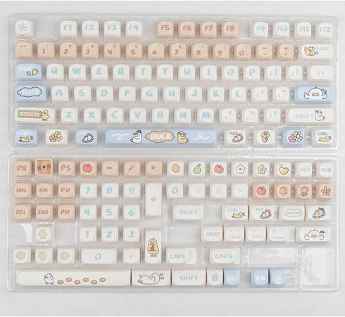 Sumgsn MOA Profile Keycaps 138 Keys, Yellow Cute Duck PBT DYE-SUB Keycap for MX Cherry Mechanical Keyboards
