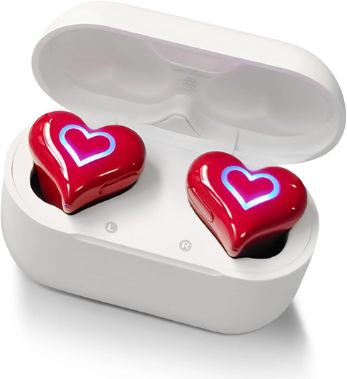 Yoidesu Earbuds Stylish Heart Shaped, HiFi Stereo Sound Bluetooth 5.3 Headphones with