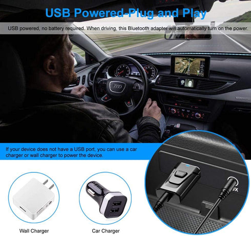 Bluetooth Receiver Adapter, BAVNCO Bluetooth 5.0 Stereo Receiver, Mini Wireless 3.5mm Aux Output for Car, Home