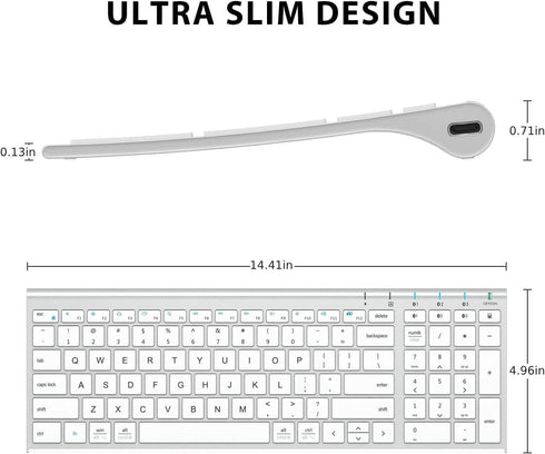 iClever BK10 Bluetooth Keyboard, Multi Device Rechargeable Bluetooth 5.1 with Number Pad, Ergonomic Design