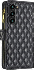 Asuwish Wallet Case for Samsung Galaxy S23 Plus 5G - Leather Flip, Tempered Glass Protector, Credit Card Holder, Black.