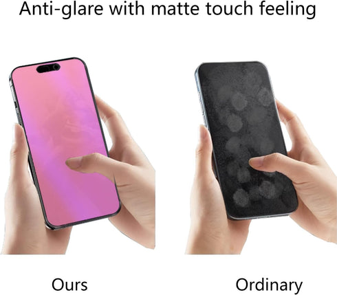 2 Pack Matte Anti-Blue Privacy Tempered Glass for iPhone 14 Pro/15, Anti-glare Anti-Spy Screen Protector, Electroplated