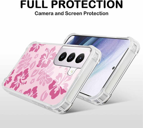 Yomjew 2 Pack S21 5G 6.2", Cute Clear Floral Phone Case for Samsung Galaxy Preppy Flowers Pattern Protective Soft Slim