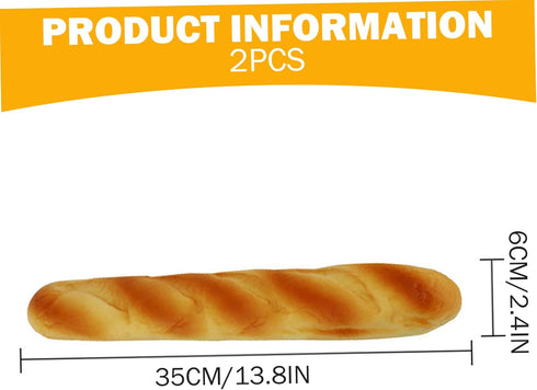 Xoeryoy 2PCS 13.8x2.4in Bread, PU Realistic Long Artificial Bread, Bake for Display, Photography Props, Bakery