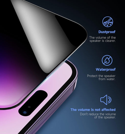iPhone 14 Pro Max 6.7" Privacy Tempered Glass Screen Protector - MAGIC JOHN 2 Pack, Easy Bubble-Free Installation, Auto