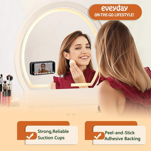 Silicone Suction Phone Holder Mount, Adhesive Phone Accessory for iPhone and Android, Hands-Free Mirror Shower Holder