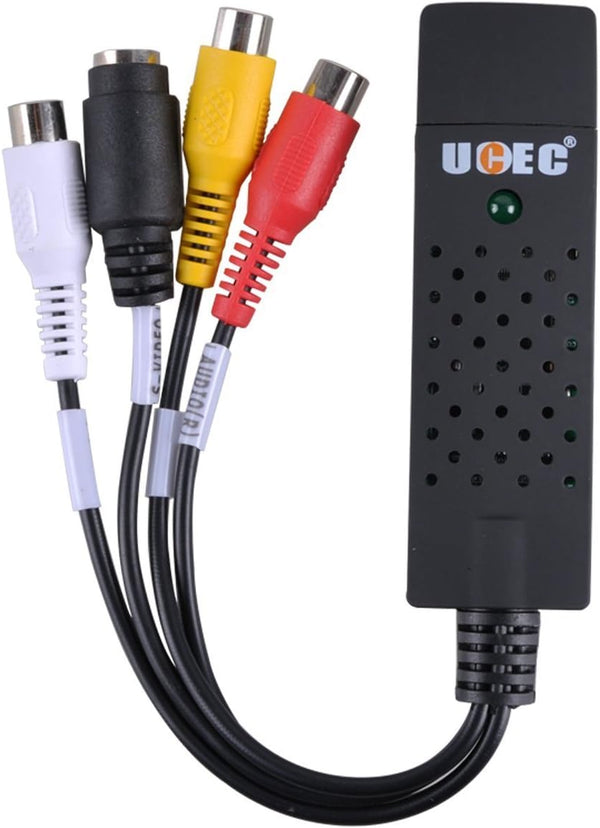 UCEC RCA to USB Converter - USB 2.0 Audio Video Capture Card for PC, Analog to Digital Video Converter