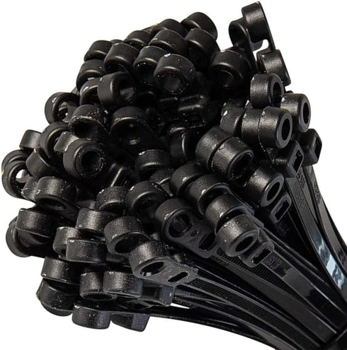 GTSE 100 Pack Black Screw Mount Head Zip Ties, 4" x 0.1", Zip Ties with Screw Hole