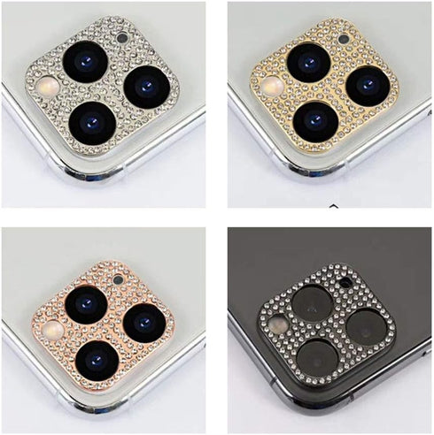 Omorro Bling Lens Protector for iPhone 12 Pro Max, 3D Glitter Crystal Diamond Camera Cover, Rose Gold (2 Pack)