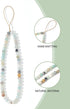 Semi-Precious Gem Stones Beaded Phone Charm, Handmade Natural Gemstone Lanyard Wrist Strap