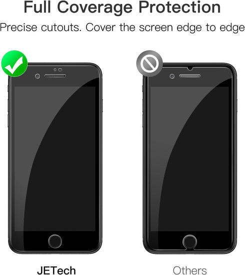 JETech Full Coverage Screen Protector for iPhone SE 3 (2022)/SE 2 (2020)/8/7 4.7-Inch, Black Edge, Case-Friendly, 3-Pack