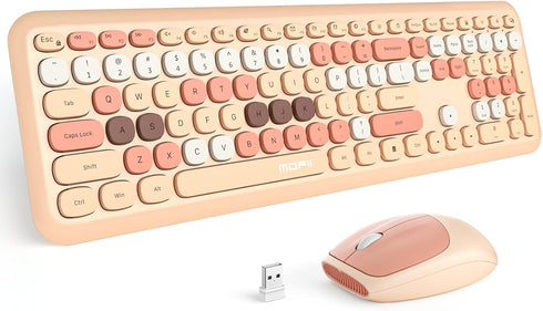 MOFII Wireless Keyboard Mouse Combo, Colorful Compact Full Size Wireless Keyboard and Mouse