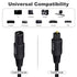 6ft, Soundbar/TV/PS4/Xbox/Home Optical Cable Extension, Female-to-Male, Fiber Digital Audio Cable for Theater
