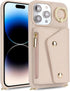for iPhone 14 Pro Case with Card Holder and Strap, Zipper Pocket, Crossbody Lanyard Strap, Cute Phone Wallet Case