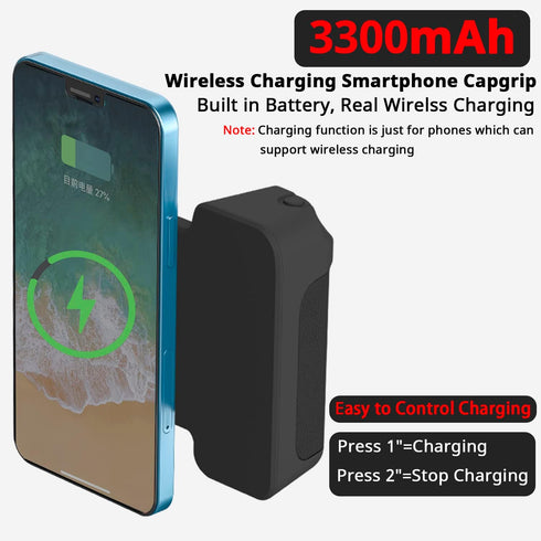 Magnetic Smartphone CapGrip Camera 3,300mAh Wireless Charging Hand Grip, Bluetooth Control for iPhone Android Video