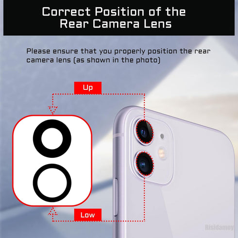 2 Sets for iPhone 11 OEM Rear Camera Lens with Dual-Sided Adhesive Replacement for iPhone11 Original Back Camera Glass Lens with Full Fix Tool Repair Kit Tweezers for A2111 A2223 A2221