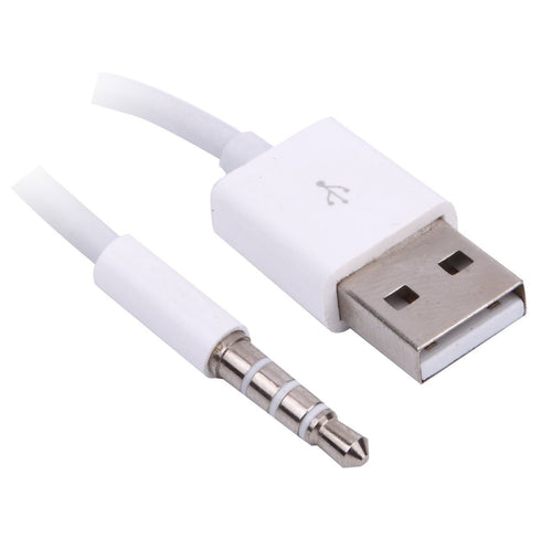 3 Pack 3.3ft 3.5mm Male AUX to USB Adapter for iPod Shuffle 3rd-6th Gen, Data Sync & Charging Cable Converter.