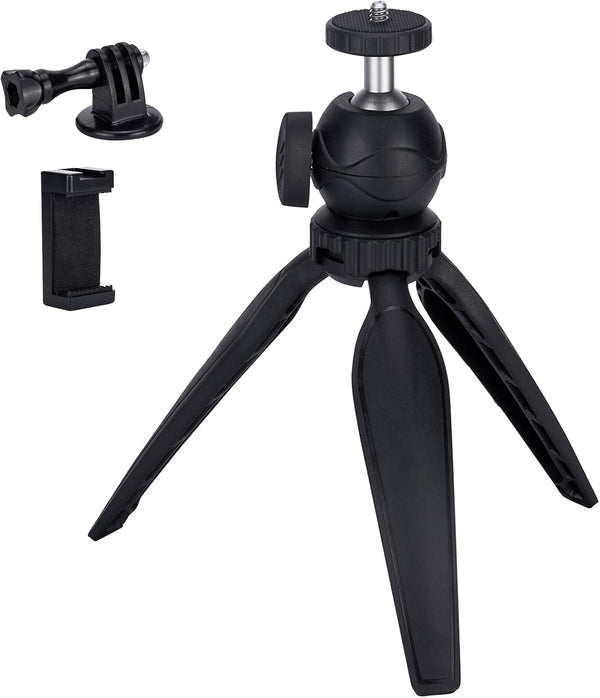 Ytvariw Mini Camera Tripod with Phone Holder & GoPro Mount, 360 Ball Head,