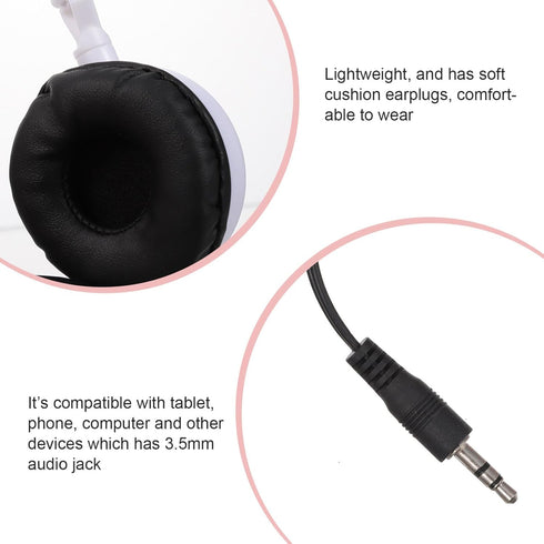 Stereo Headphones Wired, 1pc Red Foldable Earphones for Laptop, Head-Mounted Earmuffs for Boys Girls Travel