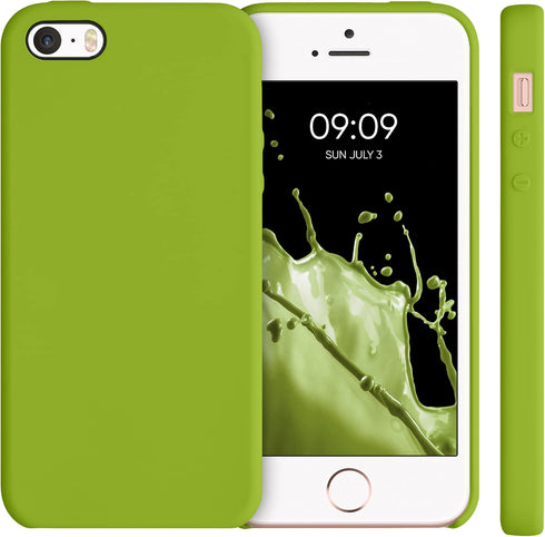 kwmobile Case for Apple iPhone SE (1.Gen 2016) / iPhone 5 / 5S, TPU Silicone Phone Cover - Green Peppercorn