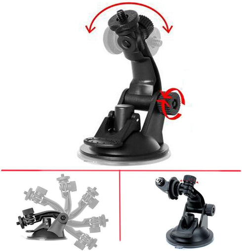 Action Camera Car Suction Cup Mount - Tripod Adapter for GOPRO Hero 6/5/4/3+/3/2/1 and Other Action Cameras