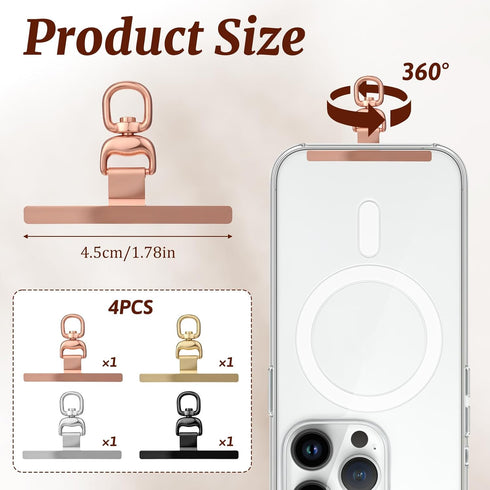 Vin Beauty 4 360 PCS Phone Tether Tab, Rotatable Cell Phone Lanyard Patch Ultra-Thin Universal Stainless Steel Phone