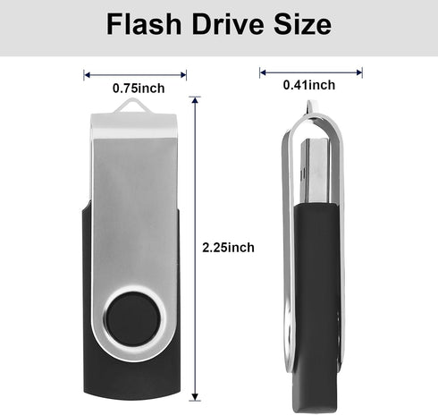 IMEASON 16GB 2.0 FAT32 16 Swivel Design USB Flash Drive with Keychain, USB Portable Thumb Drive Memory Stick, Format