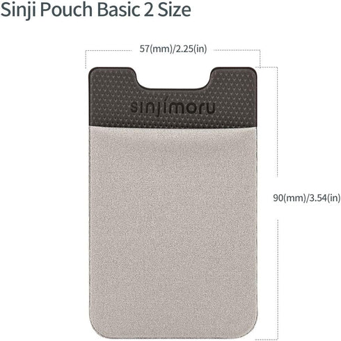 Sinjimoru Basic Cell Phone Wallet, Stick on Card Holder for Back of Phone, Grey