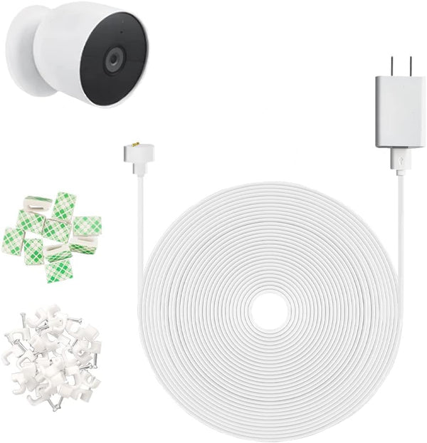 26FT Power Adapter and Cable for Google Nest Cam (Battery), Weatherproof Charger Cord for Outdoor/Indoor Use
