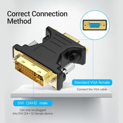 DVI to VGA Adapter, DVI 24+5 to VGA Cable Adapter, DVI Male to VGA Male Converter for PC Monitor