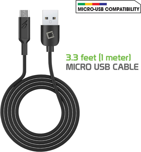 Cellet Micro USB 3.3 Feet Long Data Sync and Charge Cables Pack of 3 for Galaxy A6 S7 S6 Edge Note 5 LG K50S