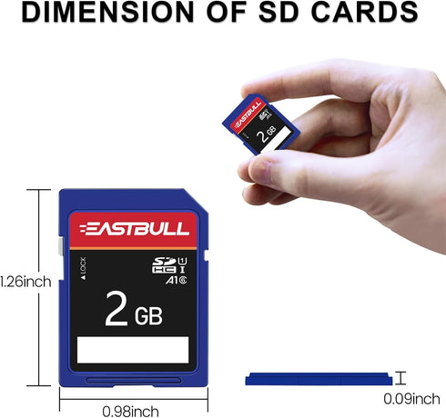 EASTBULL 5-Pack 2GB Class 6 SD Card U1 V30 SDHC Memory Card for Camera, Full HD Video with Mini Cases