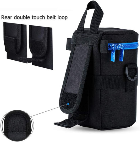 JJC Camera Lens Pouch Case for Canon EF 50mm f1.2, EF 24-70mm, EF 70-300mm, Tamron SP 70-300mm & More, Zipper Polyester
