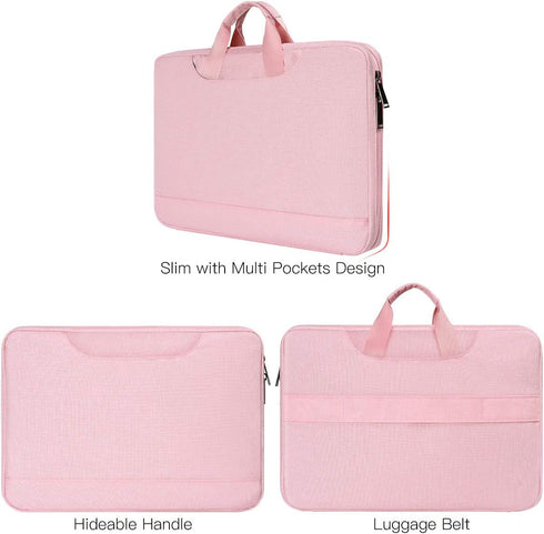 11.6-12.9 Inch Laptop Bag Sleeve for Women, TSA Travel Briefcase with Organizer for Lenovo, Macbook, Pink