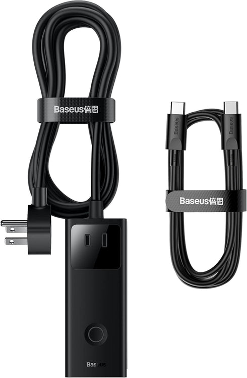 Baseus 65W Charging Station, 7 in 1 Power Strip USB C GaN Charger with 5ft Extension Cord, Fast Charging for Laptops
