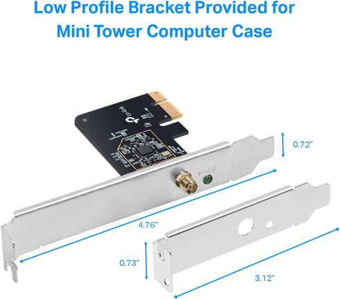 TP-Link PCIe WiFi Card AC600 for Desktop PC, Dual Band Wireless Internal Network Card(Archer T2E) High-Gain Antenna, MU-MIMO, WPA3, Low Profile, Supports Windows 10/11 by TP-Link