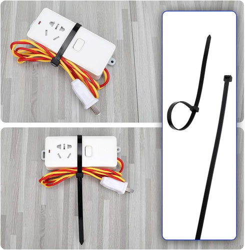 200 Pack Bulk KOOWIN Medium Nylon Plastic Cable Zip Ties, 8 inch Wire Wraps in Black
