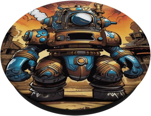 Cartoon Robot Gladiator Arena Funny Dystopian Scifi Design PopSockets Standard PopGrip