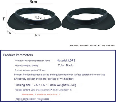 LICHIFIT Myopia Glasses Spacer Rings Frames for Meta Quest 3 VR Headset Lens Scratch-Resistant Protector for Glasses