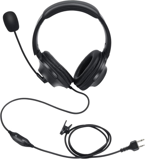 Walkie Talkie Earmuffs, Tactical Boom Microphone Ptt Mic Earpiece, Noise Canceling Over Ear Headset for Midland 2 Pin