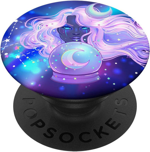 Pastel Goth Witchy Crystal Ball Moon Celestial Stars Bruja PopSockets PopGrip: Swappable Grip for Phones