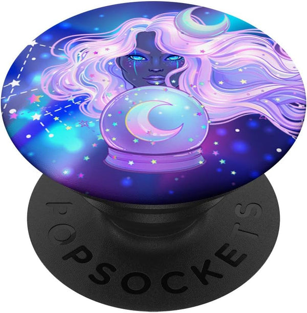 Pastel Goth Witchy Crystal Ball Moon Celestial Stars Bruja PopSockets PopGrip: Swappable Grip for Phones