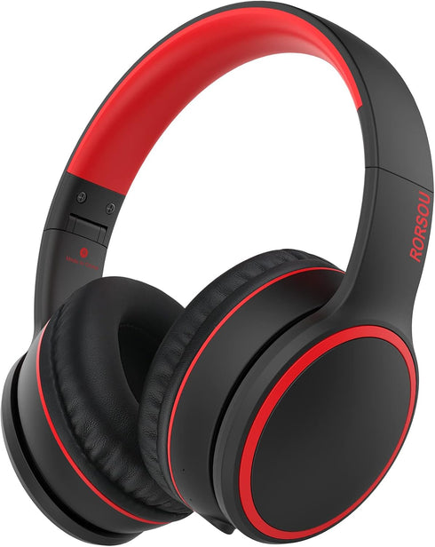 RORSOU B10 Bluetooth Headphones - Lightweight Over Ear, 50H Playtime, Wireless Stereo Bass, Mic, Volume Control, Black.