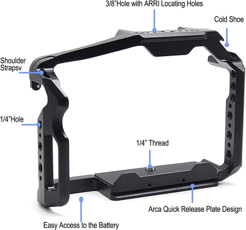 GH6 Cage for Panasonic Lumix GH6 Camera, Full Cage with Non Slip Silicone Mat