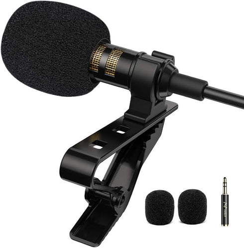 PoP voice Professional Lavalier Lapel Microphone for iPhone Android Smartphone, Omnidirectional Condenser Mic for