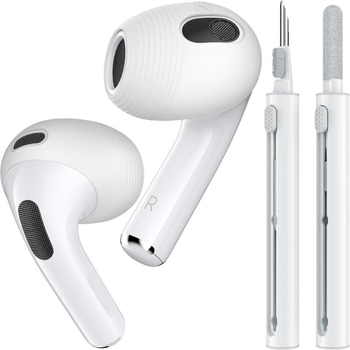4 Pairs Upgraded AirPods 3 Ear Covers with Cleaner Kit, Anti-Slip Silicone Sport Ear Tips, Compatible with Apple