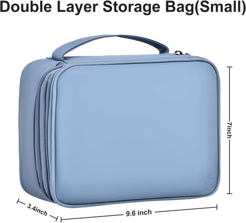 Large Capacity Electronics Accessories Organizer Travel Case, Waterproof Leather Cord Organizer with Adjustable Divider