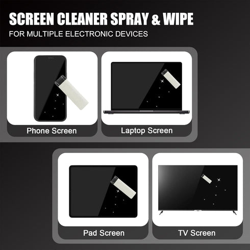 walrfid Laptop Screen Cleaner Spray and Wipe, Phone Cleaning Kit for Electronic Devices with Black Graffiti Case