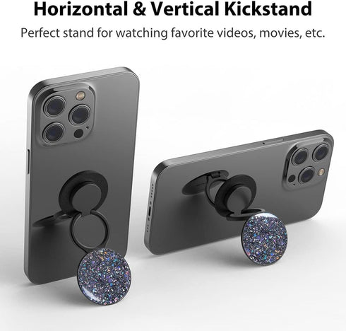 Phone Ring Holder, Adjustable Metal Grip Holder Finger Kickstand, Foldable Cell Phone Rings for iPhone Samsung & Other