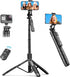 61" Selfie Stick Tripod, All in One Extendable Phone Tripod Stand with Wireless Remote for iPhone and Android